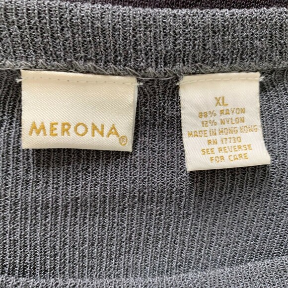 Merona Sweater Dress Women XL Midi Length Shift Block Color Black Gray - Picture 11 of 11